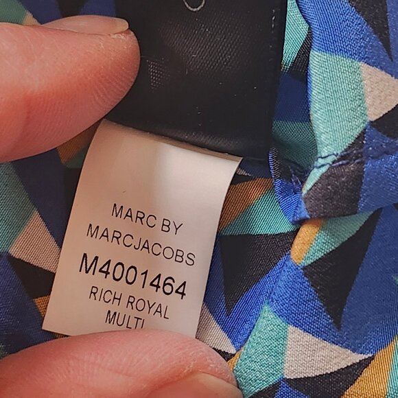 Marc by Marc Jacobs Tank Top Womens M Gold Blue Pinwheel Tunic Silk Medium - Picture 7 of 7